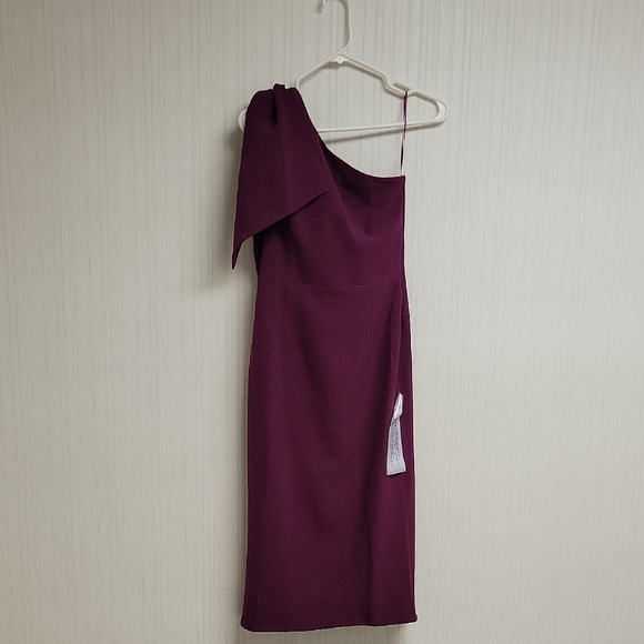 Dress The Population Tiffany One Shoukder Dress Sz 2 Burgundy NWOT - Picture 1 of 8